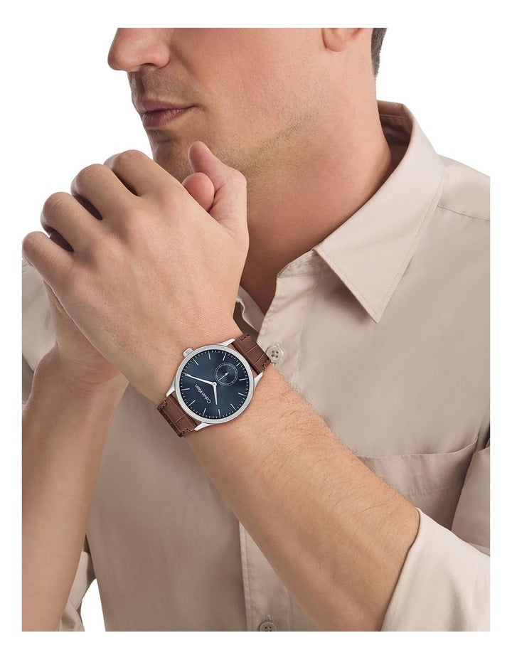 Tailored Leather Dial Watch in Blue