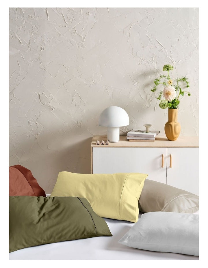 Augusta Cotton Sateen Standard Pillowcase 500TC in Daffodil