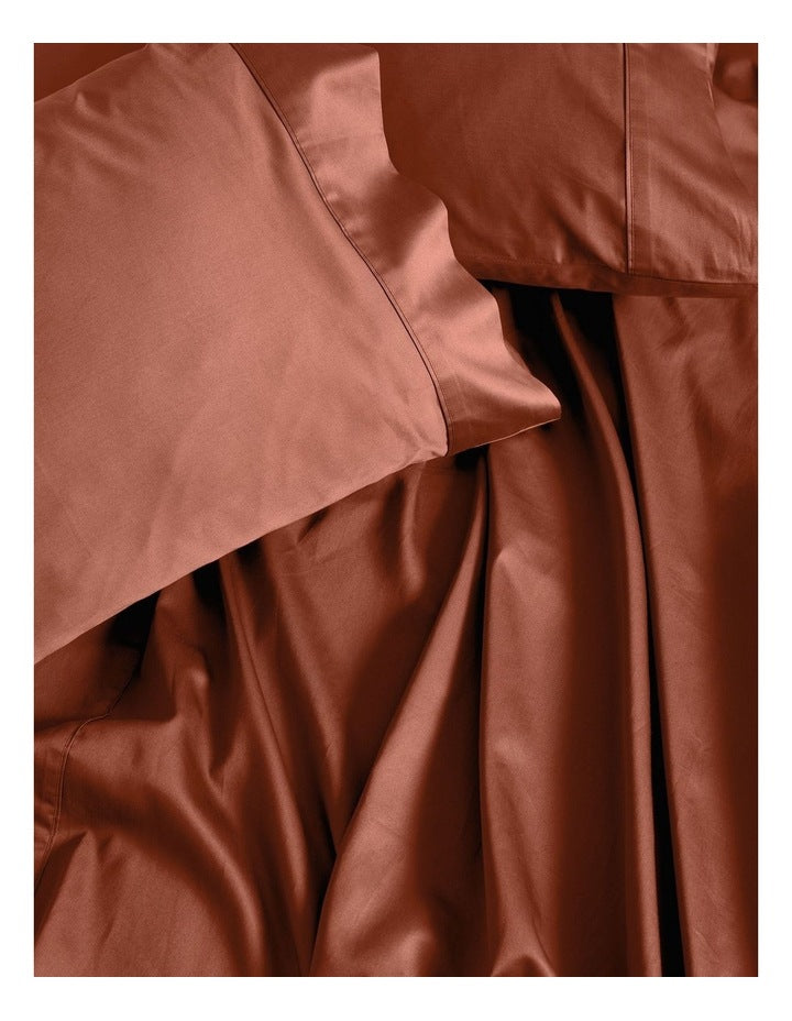 Augusta Cotton Sateen Standard Pillowcase 500TC in Brick