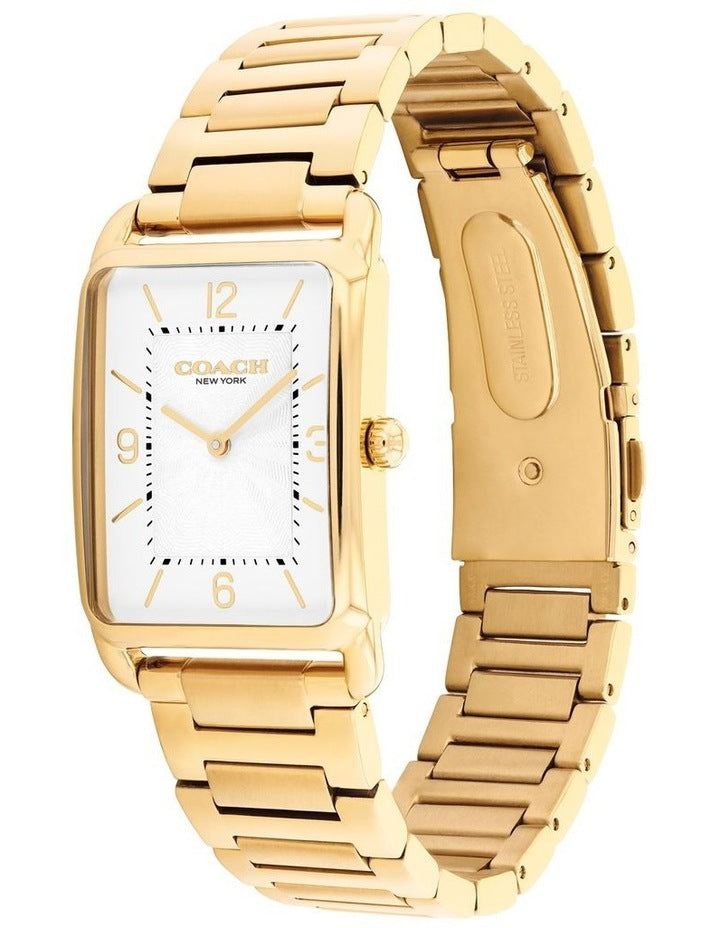 Elliot Ionic Plated Thin Steel Silver Dial Watch in White Gold