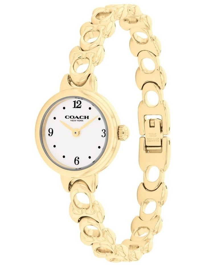 Iris Ionic Plated Thin Steel Chalk Dial Watch in Gold