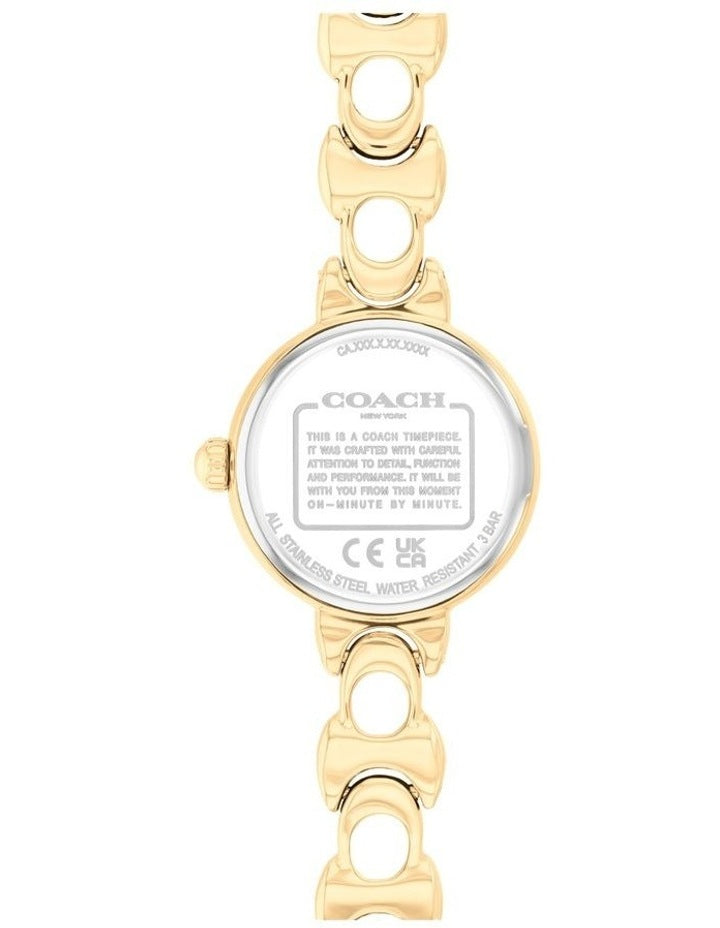 Iris Ionic Plated Thin Steel Chalk Dial Watch in Gold