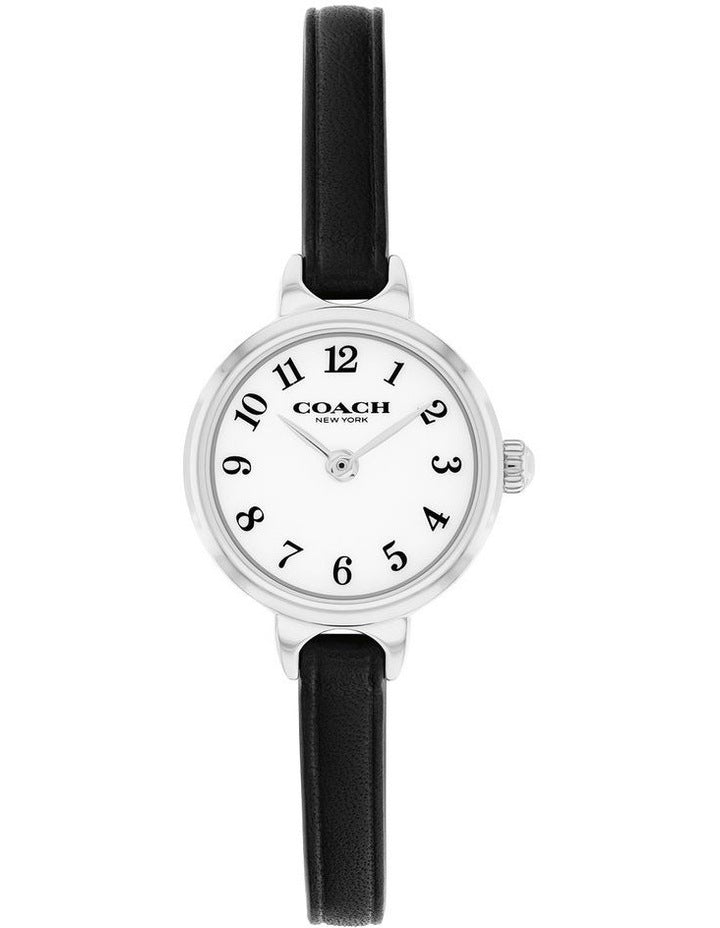 Iris Black Calfskin Dial Watch in White