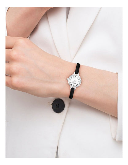 Iris Black Calfskin Dial Watch in White