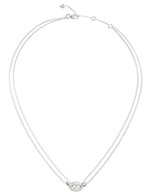 Marine Pave Link Necklace 16-18 in Silver