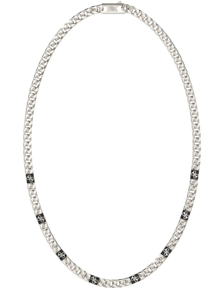 4G Curb Chain Pave Necklace in Silver-Tone