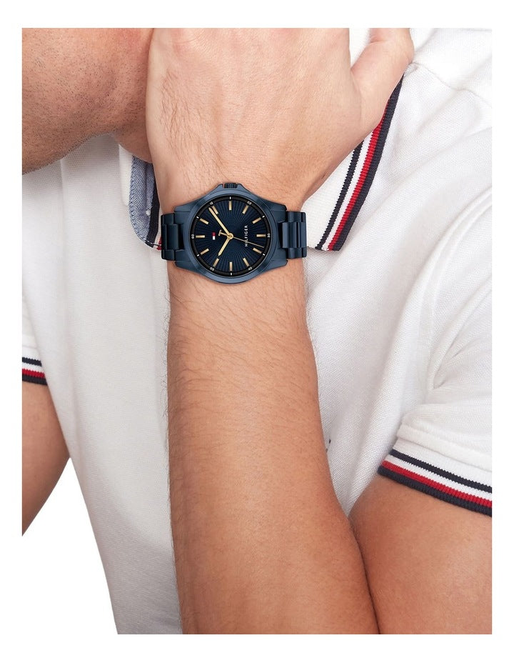 Bruce Ionic Plated Steel Dial Watch in Navy