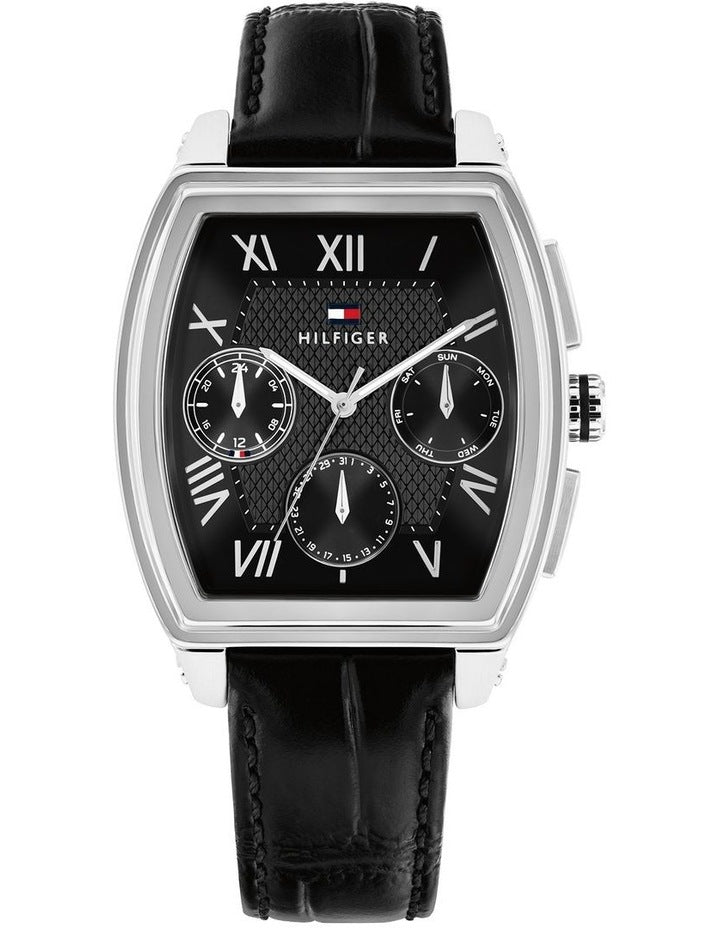 Oxford Leather Dial Watch in Black