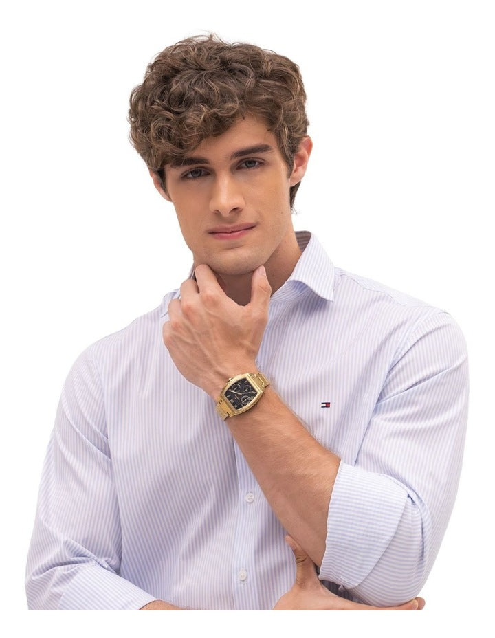 Oxford Ionic Plated Thin Steel Dial Watch in Black