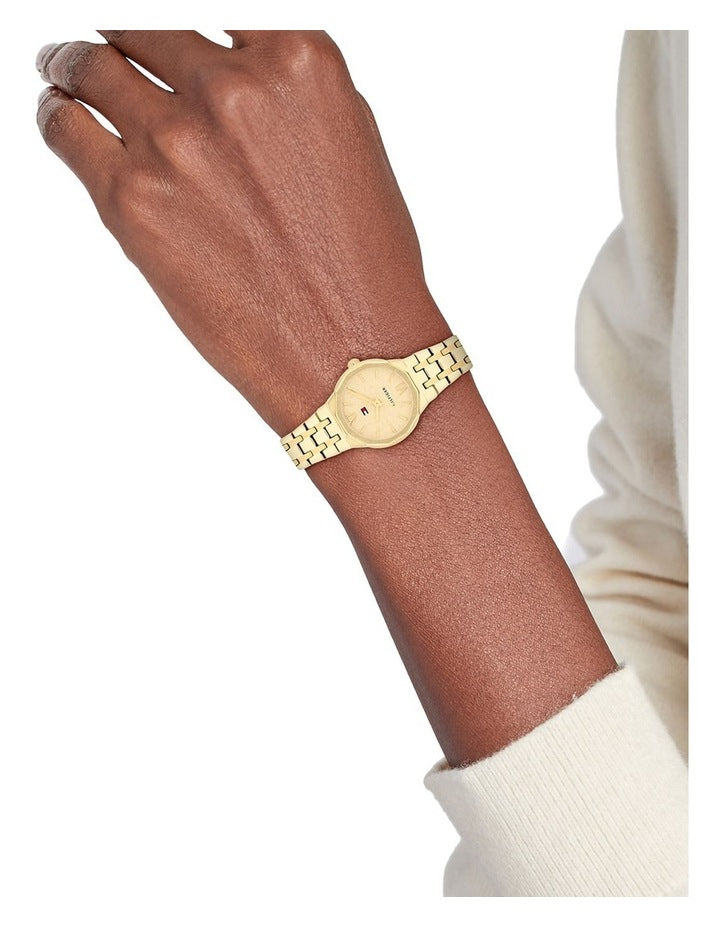Mackenzie Ionic Plated Thin Steel Dial Watch in Gold