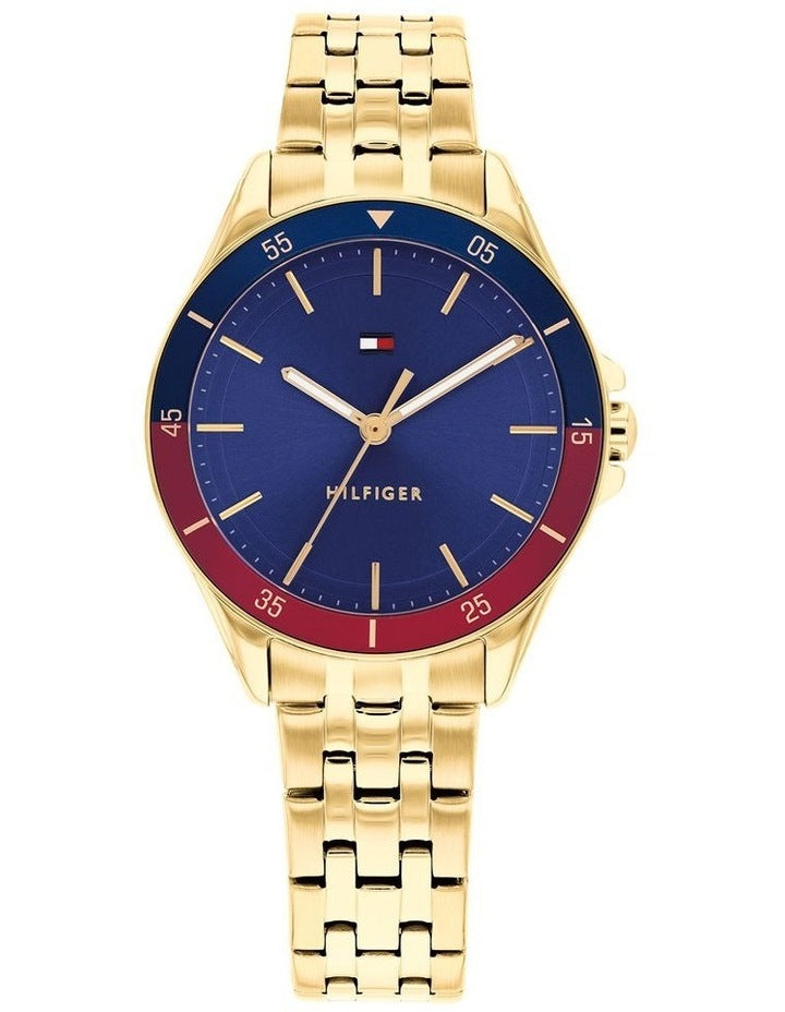 Jade Ionic Plated Thin Steel Dial Watch in Blue