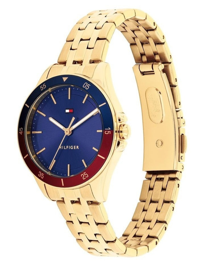 Jade Ionic Plated Thin Steel Dial Watch in Blue