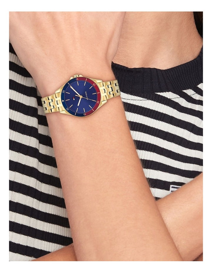 Jade Ionic Plated Thin Steel Dial Watch in Blue