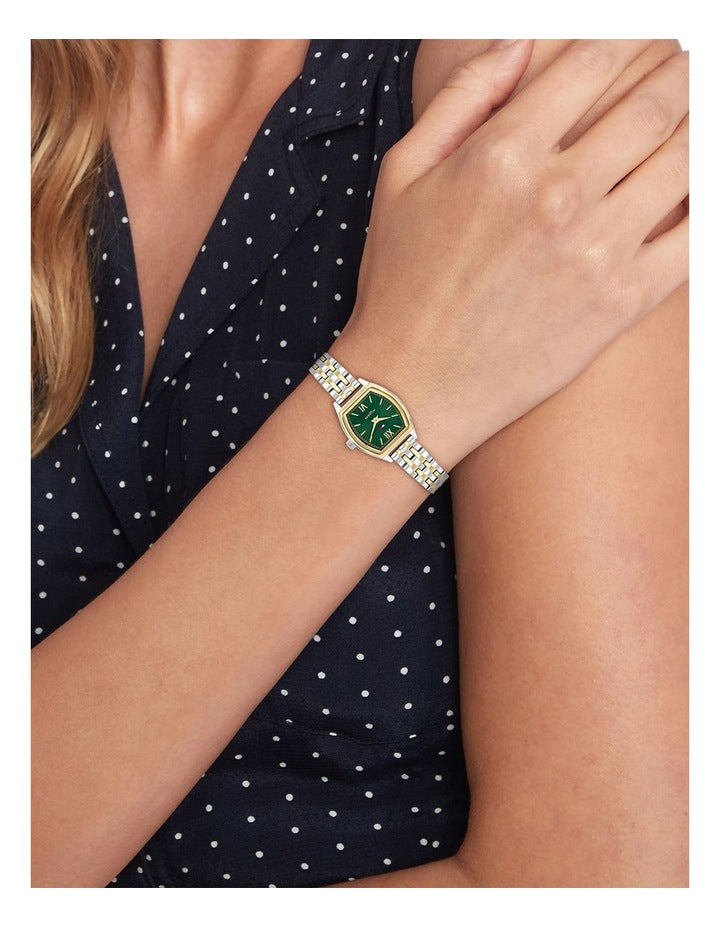 Norah Stainless Steel & Ionic Plated Thin Steel Dial Watch in Emerald Green