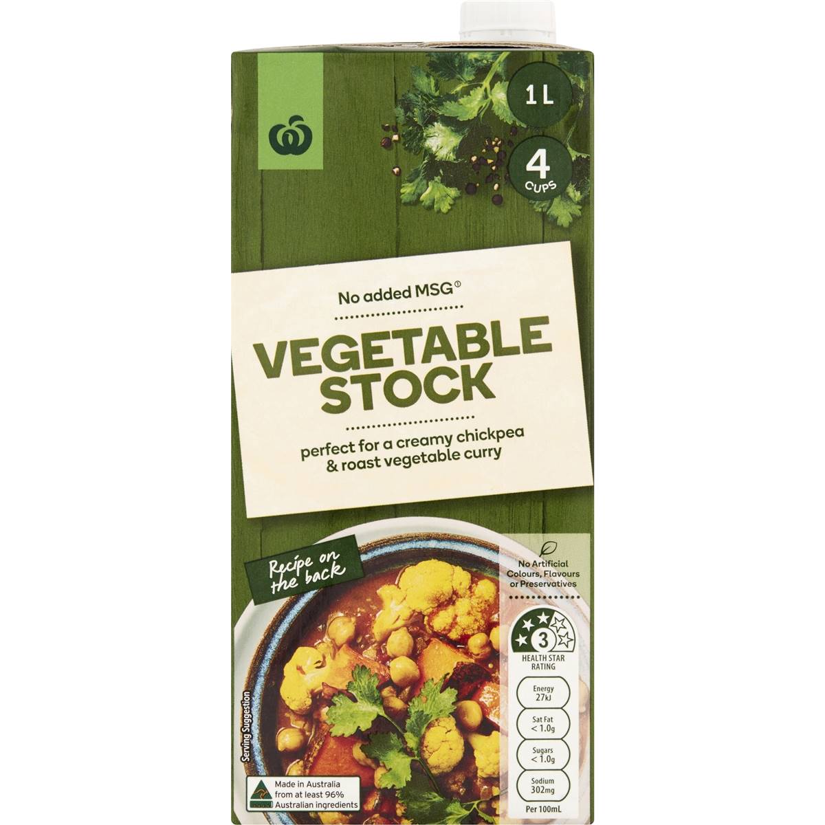 Woolworths Vegetable Liquid Stock 1l