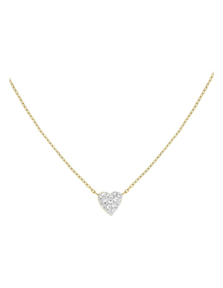 Pav Heart Necklace in Gold-Tone