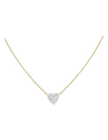 Pav Heart Necklace in Gold-Tone