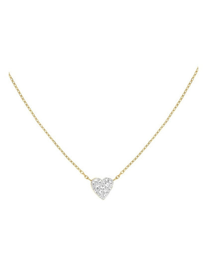 Pav Heart Necklace in Gold-Tone