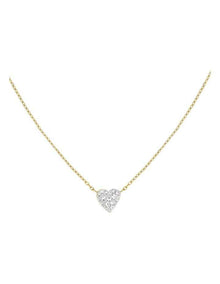 Pav Heart Necklace in Gold-Tone