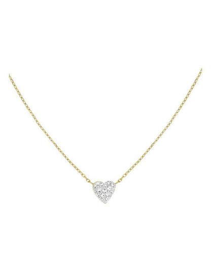 Pav Heart Necklace in Gold-Tone