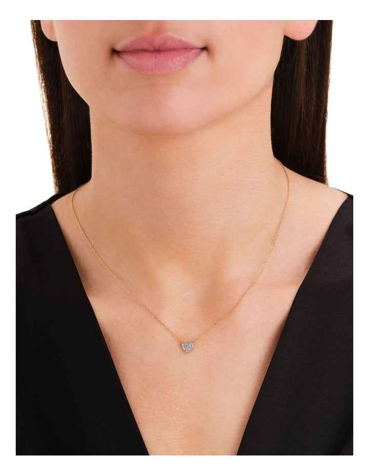 Pav Heart Necklace in Gold-Tone