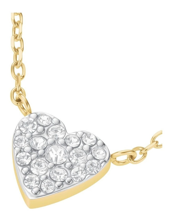 Pav Heart Necklace in Gold-Tone