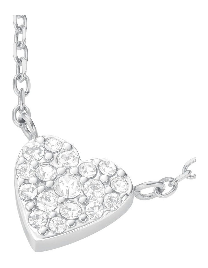 Pav Heart Necklace in Silver-Tone