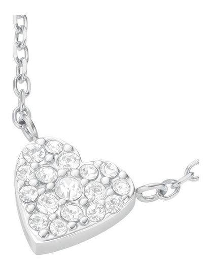 Pav Heart Necklace in Silver-Tone