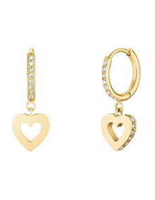 Hollow Heart Hoop Earrings in Gold-Tone