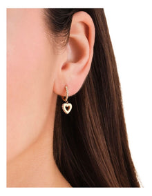 Hollow Heart Hoop Earrings in Gold-Tone