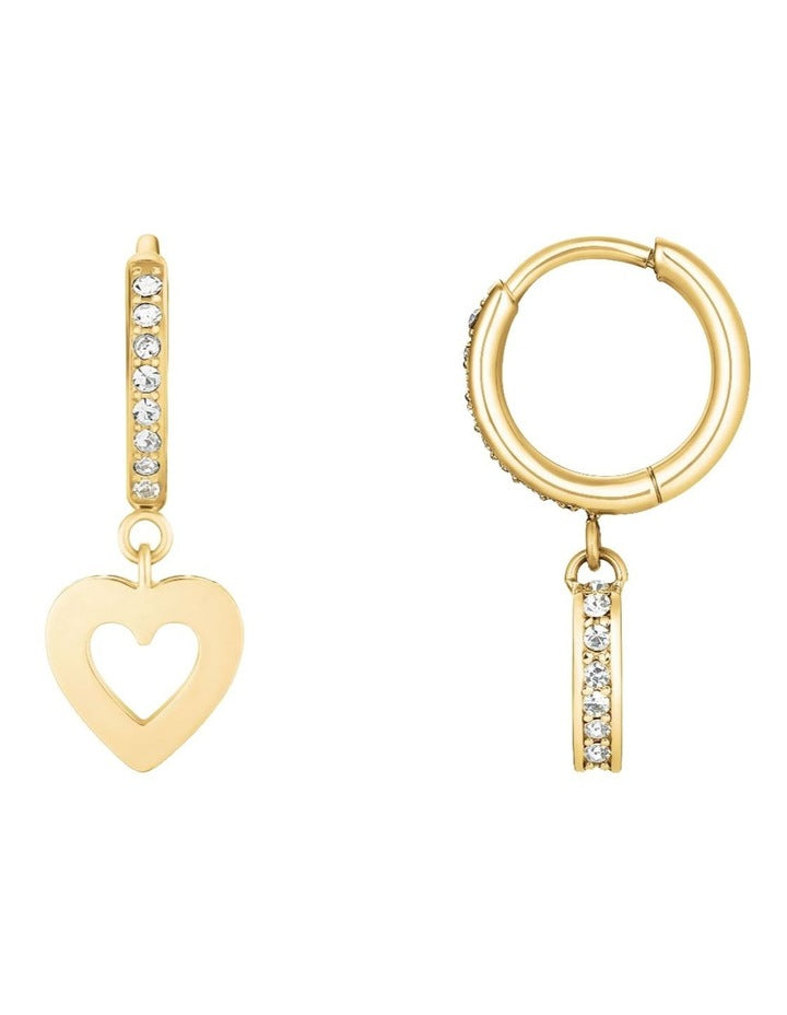 Hollow Heart Hoop Earrings in Gold-Tone