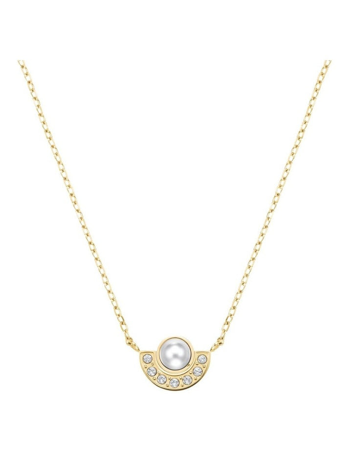 Modern Pearl Circle Necklace in Gold-Tone