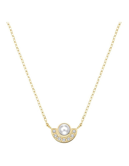 Modern Pearl Circle Necklace in Gold-Tone