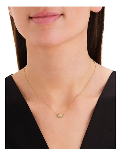 Modern Pearl Circle Necklace in Gold-Tone