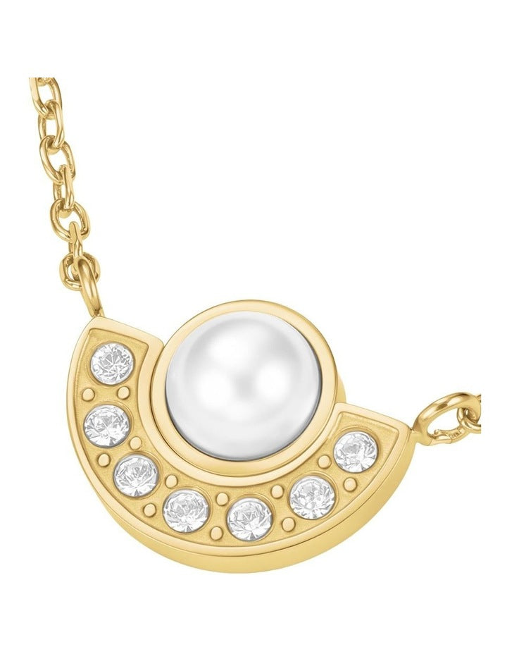 Modern Pearl Circle Necklace in Gold-Tone