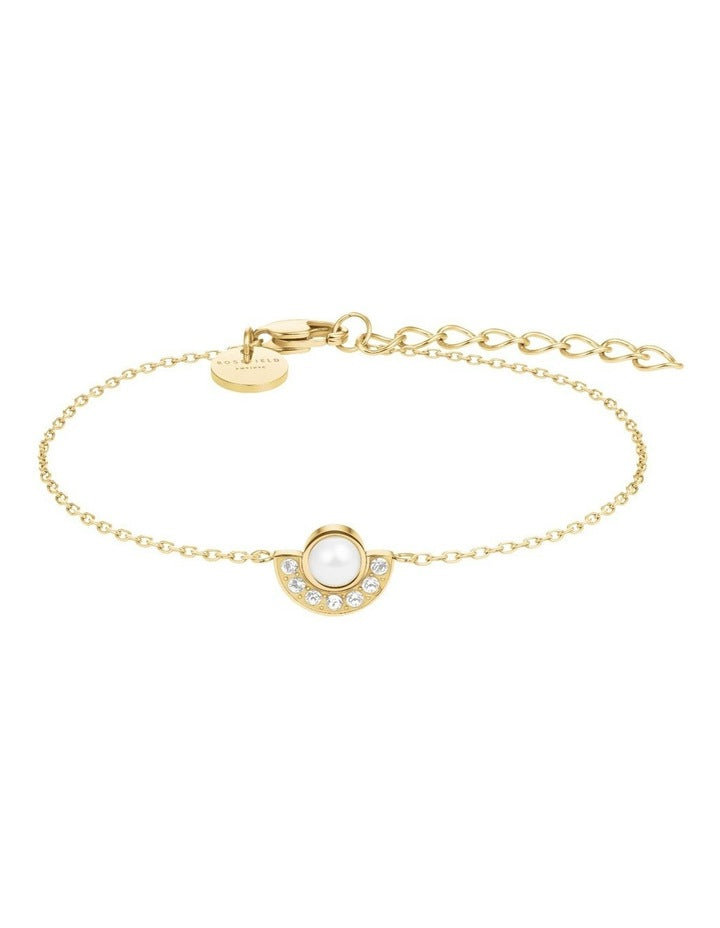 Modern Pearl Circle Bracelet in Gold-Tone