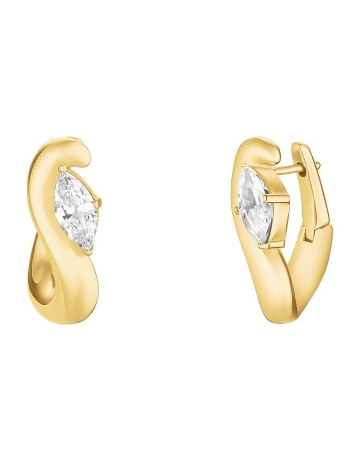 Marquise Wave Hoop Earrings in Gold-Tone