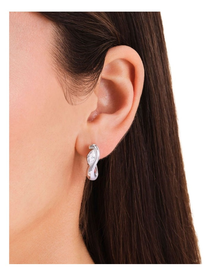 Marquise Wave Hoop Earrings in Silver-Tone