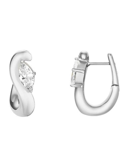 Marquise Wave Hoop Earrings in Silver-Tone