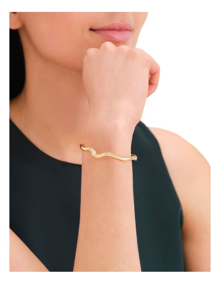 Marquise Wave Bangle Bracelet in Gold-Tone