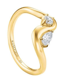 Mix Wave Ring Size 54 in Gold-Tone