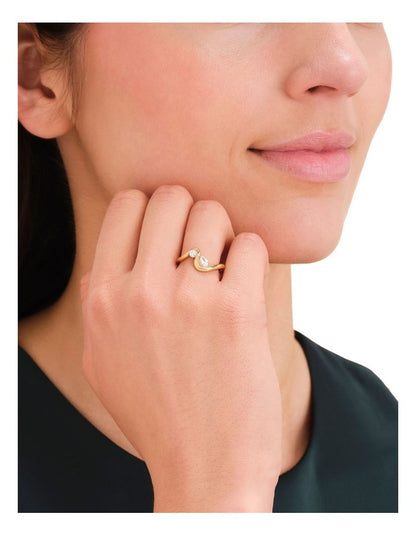 Mix Wave Ring Size 54 in Gold-Tone
