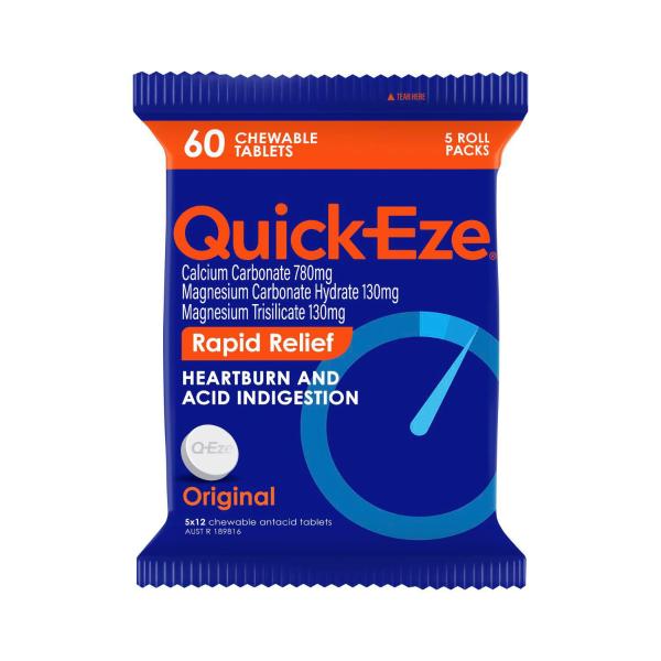 QUICK-EZE HEARTBURN & ACID INDIGESTION ORIGINAL TABLETS  5 X 12 MULTIPACK