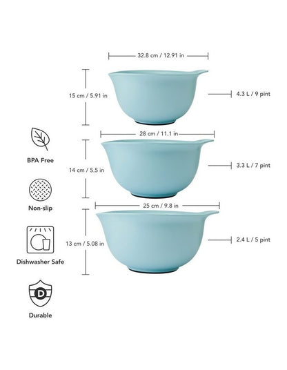 3pc Nesting Mixing Bowl Set Mineral Water
