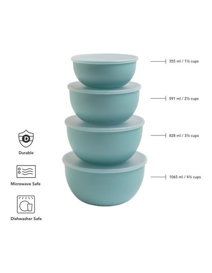 4pc Meal Prep Bowls Set with Lids Mineral Water