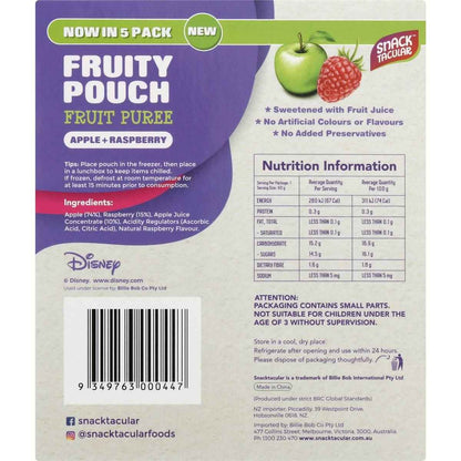 Snacktacular Fruit Pouch Apple & Raspberry Puree 90g x 5 pack