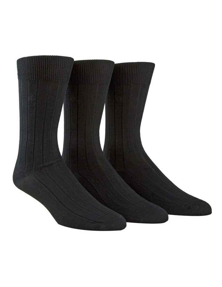 Cotton Rib Dress Sock Black 3 Pack