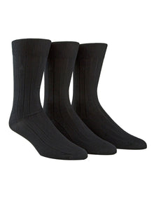 Cotton Rib Dress Sock Black 3 Pack