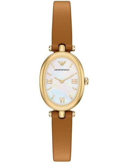 Analogue Watch - Brown Leather Strap, Gold-Tone Case