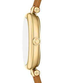 Analogue Watch - Brown Leather Strap, Gold-Tone Case